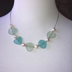 Sea glass and bead necklace